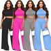 Women's Clothing Fashion Navel Baring Solid Color Wide Leg Pants Two Piece Suit_ecoleips.com