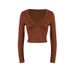 AE076 Cross-border Spring/summer New Fashion Sexy V-neck Long-sleeve Slim-fit Versatile Outerwear Base Shirt_ecoleips.com