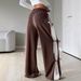 European And American Women's Clothing 2025 New Women's Casual Bow Contrast Color Stitching Drawstring Sports Casual Pants_ecoleips.com