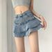 Women's Clothing Denim Skirt Female Lining Design High Waist Slim A Line Ruffled Hip Skirt Summer_ecoleips.com