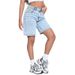 Women's High-Waisted Light Blue Denim Shorts Summer Versatile Basic Style Flattering for All Body Types_ecoleips.com
