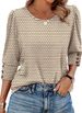 OFEEFAN Womens Tops 3/4 Sleeve With Buttons Dressy Casual Blouses Summer Outfits Beach Vacation Plus Size Spring Clothes_ecoleips.com