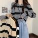 2023 New Style Coat Zipper Sweater Base Shirt Inner Layer Striped Knitwear Women Autumn Long Sleeve Top Winter_ecoleips.com