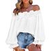 Women's Clothing Hot Sale New Elegant Style Casual Off Shoulder Long Sleeved Tops Lotus Leaf Sleeves Shirt Loose Plus Size Women's Clothing_ecoleips.com
