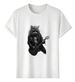 Women's T-Shirts Tshirt Muscle Freaks Rocker Cat Electric Guitar Style_ecoleips.com
