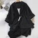 Women's Clothing Fashion Summer Loose Suit Collar Three Quarter Sleeve Jacket Nine Point Wide Leg Pants Suspenders Three Piece Suit_ecoleips.com