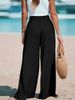 Popular Fashion Women's Wide-leg Pants Polyester Casual Style Comfortable Solid Color Women's Drawstring Loose Pants_ecoleips.com