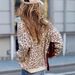 Women's Clothing Loose Knit Sweater Cardigan With Leopard Print - Long Sleeve Round Neck Oversized Pullover For Autumn Winter (Beige, Black, Khaki)_ecoleips.com