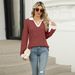 2025 Autumn And Winter New Color Blocked Lapel Long Sleeved Loose T-shirt Top For Women_ecoleips.com