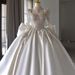 Women's Clothing Elegant French Satin Wedding Dress With Vintage Embroidery – Princess Ball Gown With Long Train & Deep V-Neck For Bride_ecoleips.com