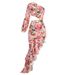 High-End Foreign Trade Women's Fashion European And American Style Sexy Slim Fit Bodycon Asymmetrical Shoulder Floral_ecoleips.com