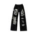 Hong Kong Style Distressed Jeans For Women Summer Straight Wide-Leg Floor-Length Loose Slimming Trendy Pants Ins_ecoleips.com
