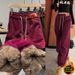 Thick Fleece-Lined Sweatpants For Women, Autumn And Winter New Thickened Lamb Wool Warm Pants, Loose Jogger Casual_ecoleips.com