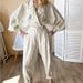 Seasonal Outfit: Autumn/Winter Long-Sleeve Blouse With Loose-Fitting Solid Color Cotton-Linen Pants For Casual Fashion_ecoleips.com