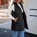 Women's Clothing Thin Warm Women's Lightweight Warm Quilted Vest Coat With Hood - Long Sleeveless Jacket For Casual Outfits (Black, Beige)_ecoleips.com