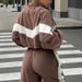 Women's Ou Manman Polar Fleece Two Piece Set Solid Color Lapel Zipper Long Sleeve Fashion Trousers Suit For Autumn Winter_ecoleips.com