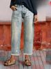 K Cowboy Women's Loose Straight Leg Pants With Torn Edges And Holes_ecoleips.com