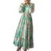 Ladies Fashion Temperament Elegant Contrast Color Personality Cuff Design With Belt Long Dress_ecoleips.com