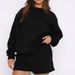 Women's Solid Color Casual Sweater Set Round Neck Long Sleeve Loose Fit Shorts Outfit For Spring Autumn New Style_ecoleips.com