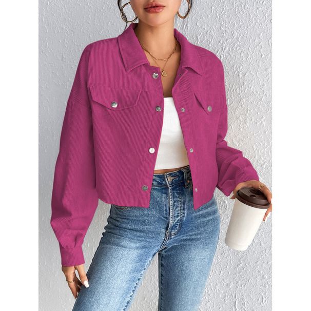 Women's Clothing Polo Collar Button Casual Jacket For Women_ecoleips.com