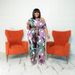 Plus Size Off-Shoulder Floral Print Jumpsuit With Belt, Wide Leg Knit Romper, Five-Sevenths Sleeve Comfortable One-Piece Outfit For Women_ecoleips.com