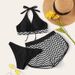 Three Piece Halter Neck Sports Swimsuit Women's Multi Color Sexy Bikini Set Regular Thickness Polyester Vacation Style_ecoleips.com