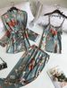 Aria Basics Aria Basics New European American Style Floral Home Wear Three-piece Set, Fashionable And Comfortable Lace Pajama Set Wholesale_ecoleips.com
