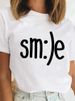 European And American Cross-border Foreign Trade Women's Clothing, Love Letter Print Round Neck Short-sleeve T-shirt Top_ecoleips.com