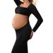 Women's Clothing New Pregnant Women Slim Photo Photography Navel Baring Sexy Fashion Square Collar Long Sleeved Dress_ecoleips.com