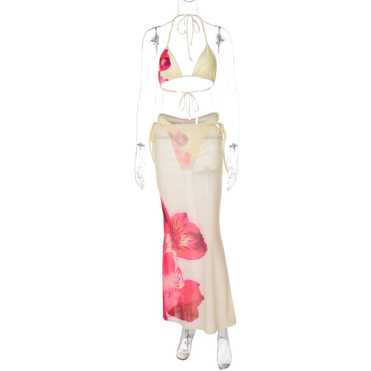 Women's Clothing Summer New Bikini Lace Swimsuit Bikini Three Piece Print Sexy Suit_ecoleips.com