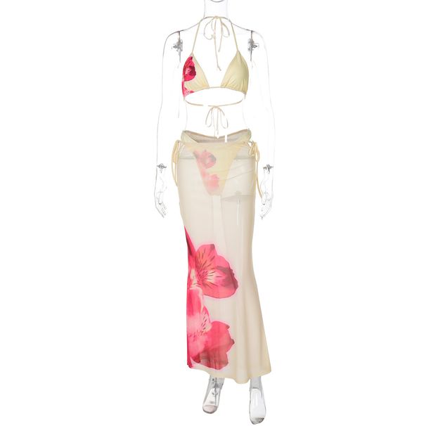 Women's Clothing Summer New Bikini Lace Swimsuit Bikini Three Piece Print Sexy Suit_ecoleips.com