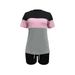 Women's Color-Block Crew Neck Two-Piece Set Short-Sleeve T-Shirt & Shorts Summer Sportswear European American Style_ecoleips.com
