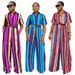 Women's Clothing Striped Short Sleeved Print Casual Loose Suit_ecoleips.com