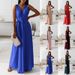 Elegant V-Neck Solid Color Maxi Dress – Women’s Spring & Summer Evening Gown_ecoleips.com