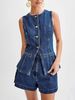 Women's Clothing Summer Elegant Sleeveless High-Waisted Denim Pant Set For Women Curvaceous_ecoleips.com
