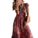 2022 European And American Foreign Trade New Ximia Style Retro Long Waist-Cinching Floral Print Flared Dress_ecoleips.com