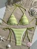 Women's Solid Color Triangle Bikini Set – Halter Neck Swimwear For Beach & Pool | Adjustable Ties & Removable Padding (Sizes S-L, 6 Colors)_ecoleips.com