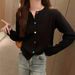 Cross-border Japanese And Korean Style Women's Clothing, Rainbow Button Round-neck Soft Long-sleeve Knitted Cardigan_ecoleips.com
