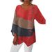 Women's Clothing Women's Casual Loose Top V Neck Irregular Hem Art Print Long Sleeve Retro Style For Formal & Casual For Women_ecoleips.com