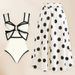 Fashionable Sexy Women's One Piece Swimsuit Set Retro Print_ecoleips.com