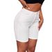 Aria Basics Aria Basics Cross-border European And American High-waisted Denim Shorts, 2025 New Summer White Cycling Mid-length Pants, Stretchy_ecoleips.com
