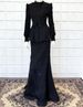 Women's Tailored Blazer & High-Waist Pencil Skirt Set – Stretch Polyester Work-to-Weekend Outfit (S-XXL, Black 3D Jacquard)_ecoleips.com