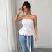 Strapless Bustier Top – Chic Solid Color Corset Blouse For Women (Blue/Pink/Black/White, True To Size)_ecoleips.com