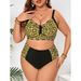 New 2025 European And American plus Size Bikini High Waisted Stylish Sexy Plaid Print Two Piece Swimsuit for Women_ecoleips.com