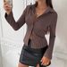 2025 New Women's Cardigan Button-Up Shirt With Turn-Down Collar And Bell Sleeves Long Sleeve Blouse For Women_ecoleips.com