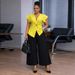 Women's African Print Pant Set V-Neck Short Sleeve Top With Pleated Trousers American Style Plus Size Summer Temperament_ecoleips.com