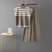 Striped Fashion Set For Women Casual Loose Knitted Wide Leg Pants Two Piece Set Summer_ecoleips.com