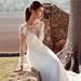 2025 New Style High U Neck Lace Wedding Dress Long Sleeve Slimming a Line Long Train Simple Style for Travel Photography_ecoleips.com