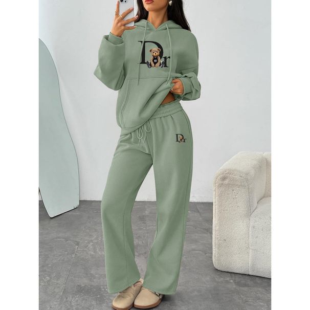 Women's Fashion Hoodie And Sweatshirt Set Autumn Winter Wide Leg Pants Straight Leg Pants Letter Print Clothing_ecoleips.com