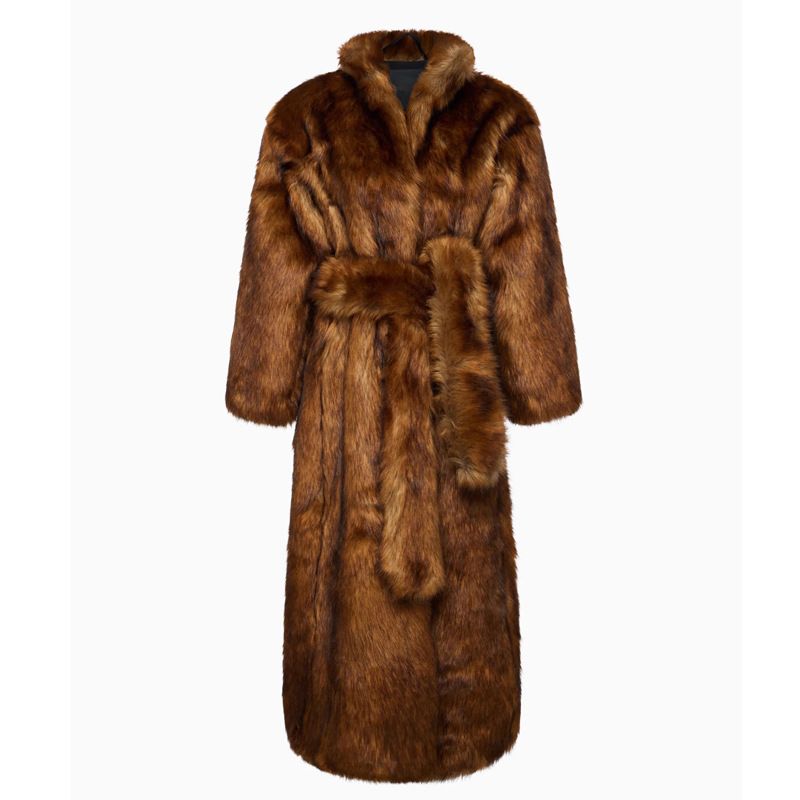 Luxury Winter Women's Long Fox Fur-Like Coat With Wolf Fur Color, Knee-Length Warm Overcoat, Elegant And Stylish_ecoleips.com